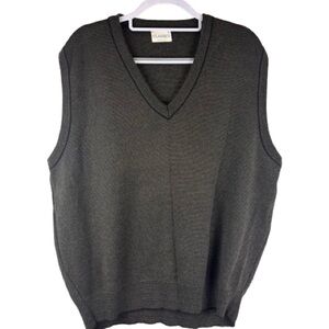 Vintage Classics USA Olive Green  Cotton V-Neck Sweater Vest XL Textured Dadcore